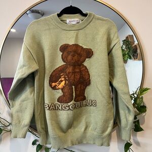 Green teddy bear basketball sweater